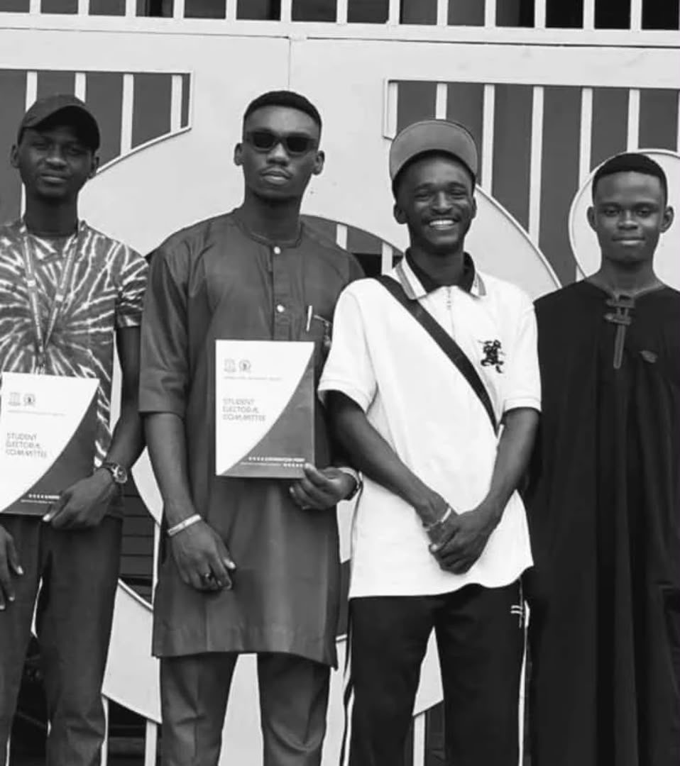 Akinmboni Marcus O. with colleagues at Kwara State University, in black and white